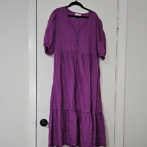 Universal Thread Purple Tiered V-Neck Maxi Dress